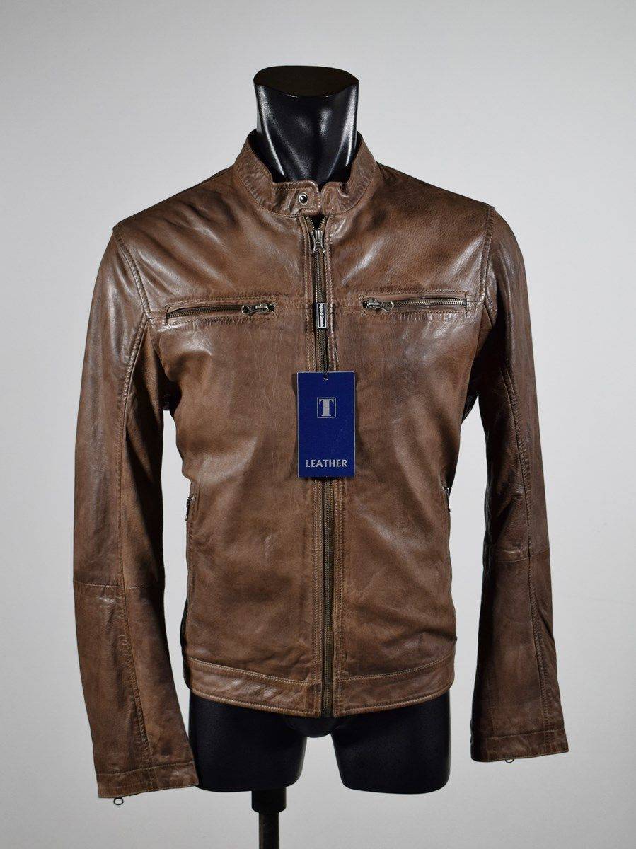 Talenti Giubbino corto marrone in pelle invecchiata talenti vestibilità slim fit Nuovi prodotti