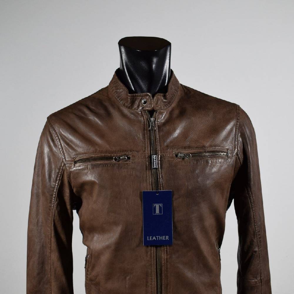 Talenti Giubbino corto marrone in pelle invecchiata talenti vestibilità slim fit Nuovi prodotti