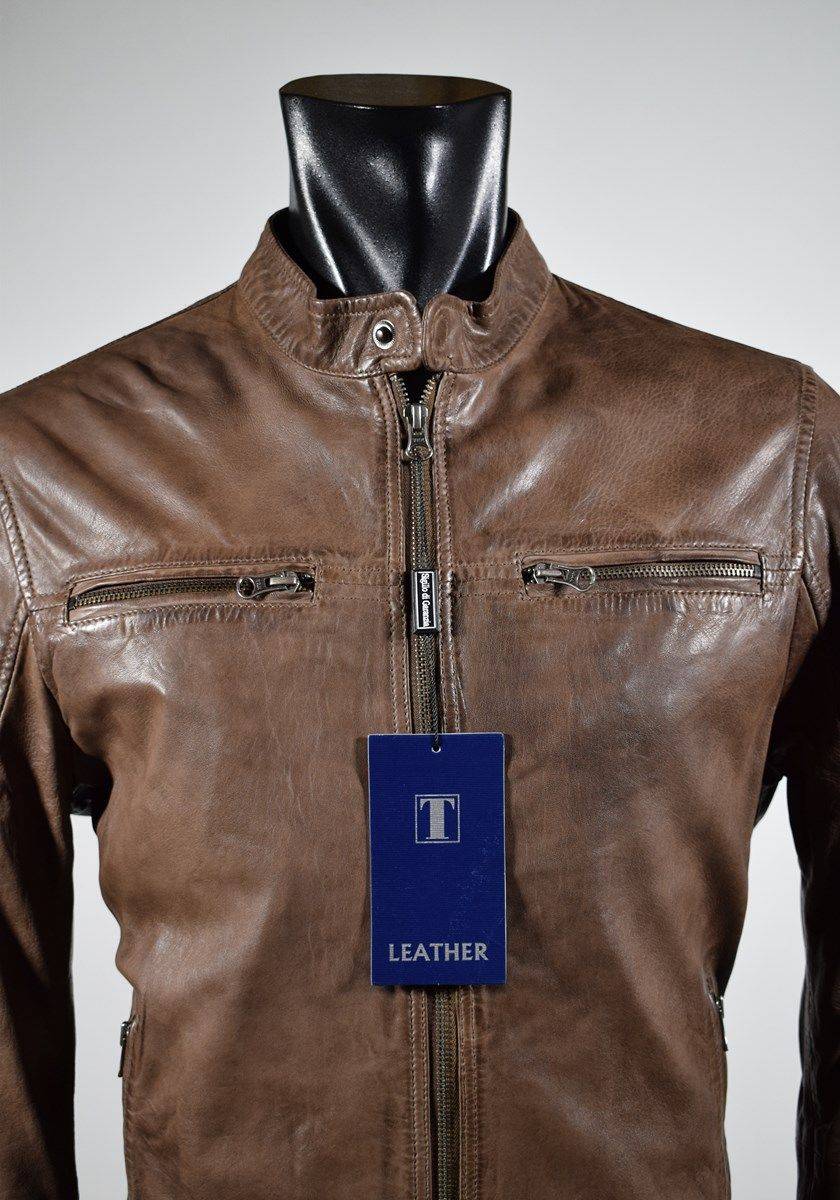 Talenti Giubbino corto marrone in pelle invecchiata talenti vestibilità slim fit Nuovi prodotti