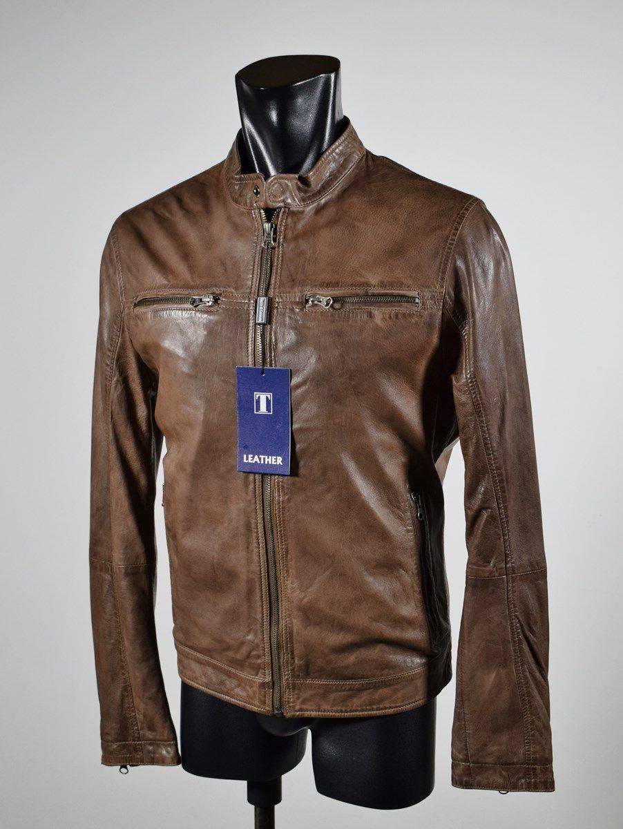Talenti Giubbino corto marrone in pelle invecchiata talenti vestibilità slim fit Nuovi prodotti