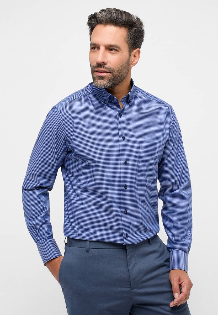 Eterna Camicia eterna a quadretti azzurro modern fit Promozione temporanea