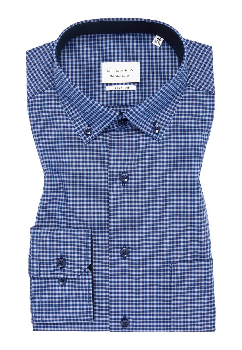 Eterna Camicia eterna a quadretti azzurro modern fit Promozione temporanea