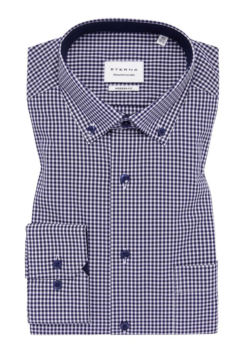 Eterna Camicia eterna a quadretti blu modern fit Fino al 50% di sconto