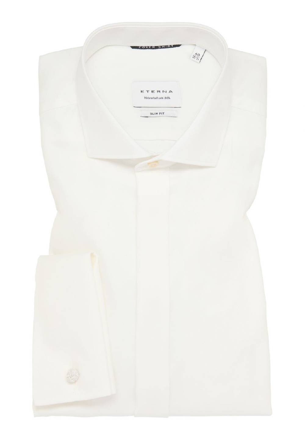 Eterna Camicia elegante eterna beige slim fit polso doppio abbottonatura coperta Only for today