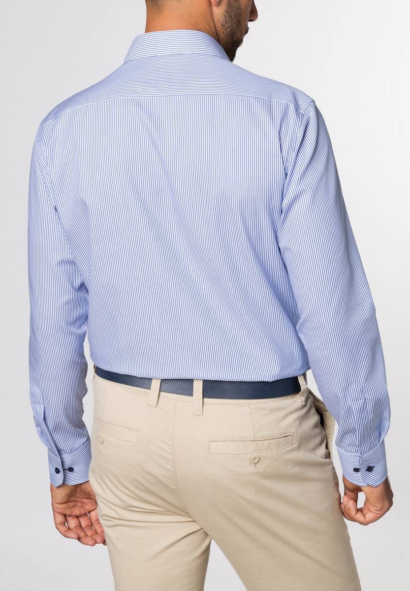 Eterna Camicia a righe azzurro eterna modern fit in cotone twill Super sconto