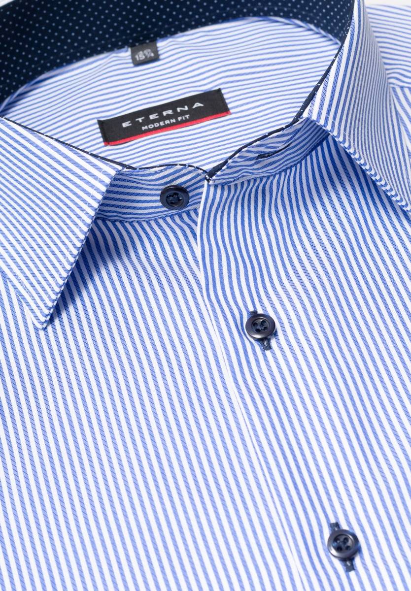 Eterna Camicia a righe azzurro eterna modern fit in cotone twill Super sconto