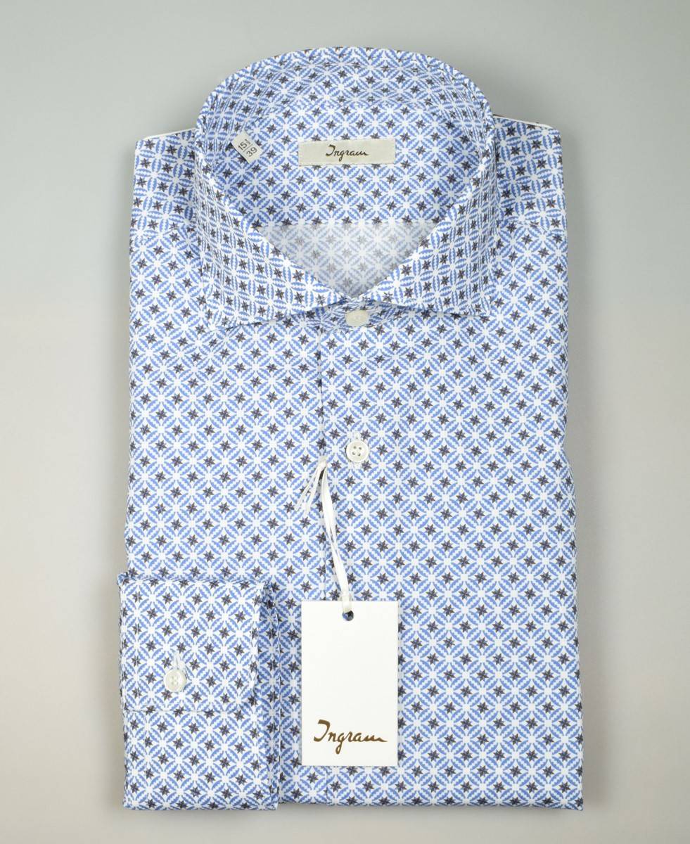 Ingram Camicia ingram in cotone stampato slim fit 50% di sconto con spedizione gratuita