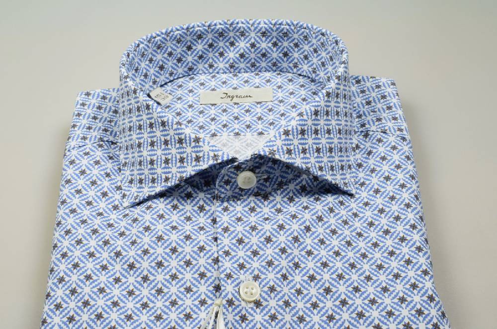 Ingram Camicia ingram in cotone stampato slim fit 50% di sconto con spedizione gratuita