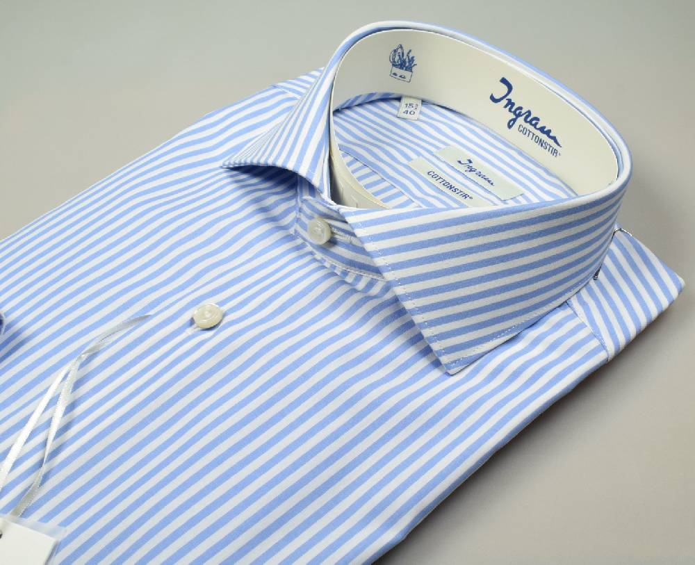 Ingram Camicia ingram no stiro a righe celeste slim fit Trasporto libero internazionale