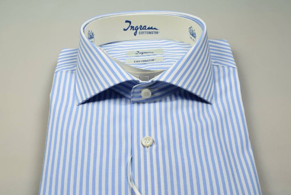 Ingram Camicia ingram no stiro a righe celeste slim fit Trasporto libero internazionale