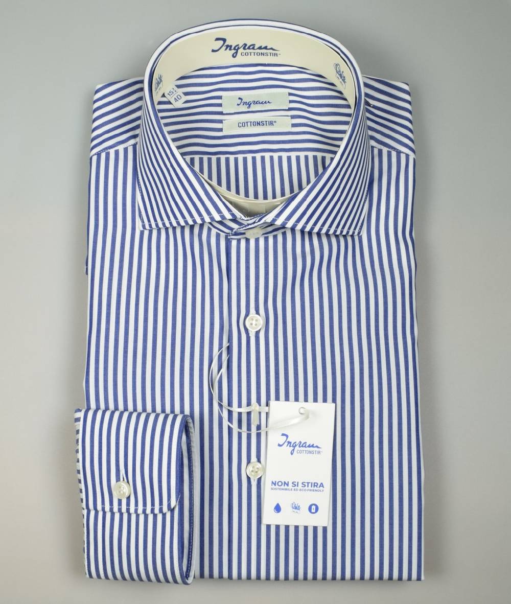 Ingram Camicia ingram no stiro a righe azzurro slim fit Officina