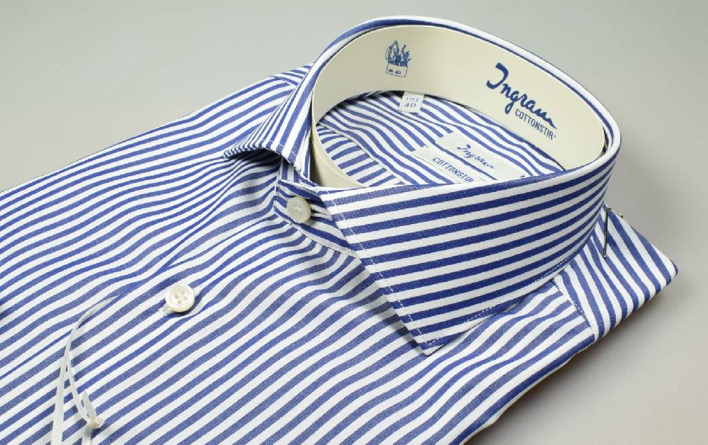 Ingram Camicia ingram no stiro a righe azzurro slim fit Officina
