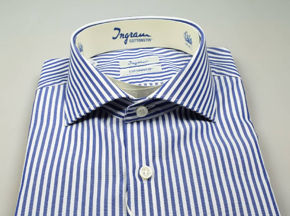 Ingram Camicia ingram no stiro a righe azzurro slim fit Officina