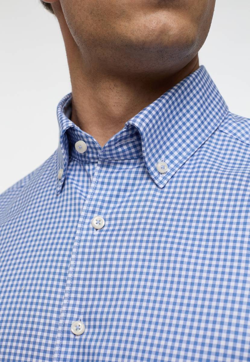 Eterna Camicia a quadretti azzurro eterna slim fit collo button-down Esporta salva