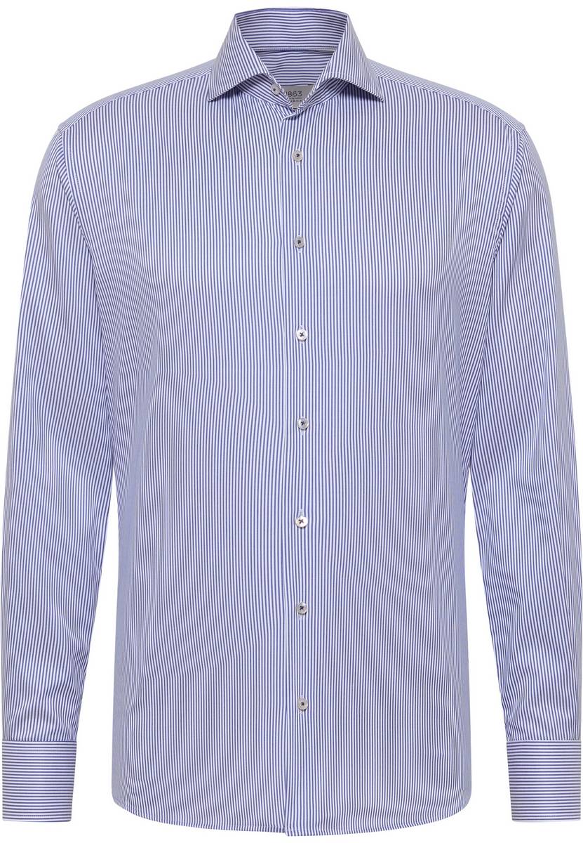 Eterna Camicia a righe azzurro eterna modern fit collo alla francese In vendita