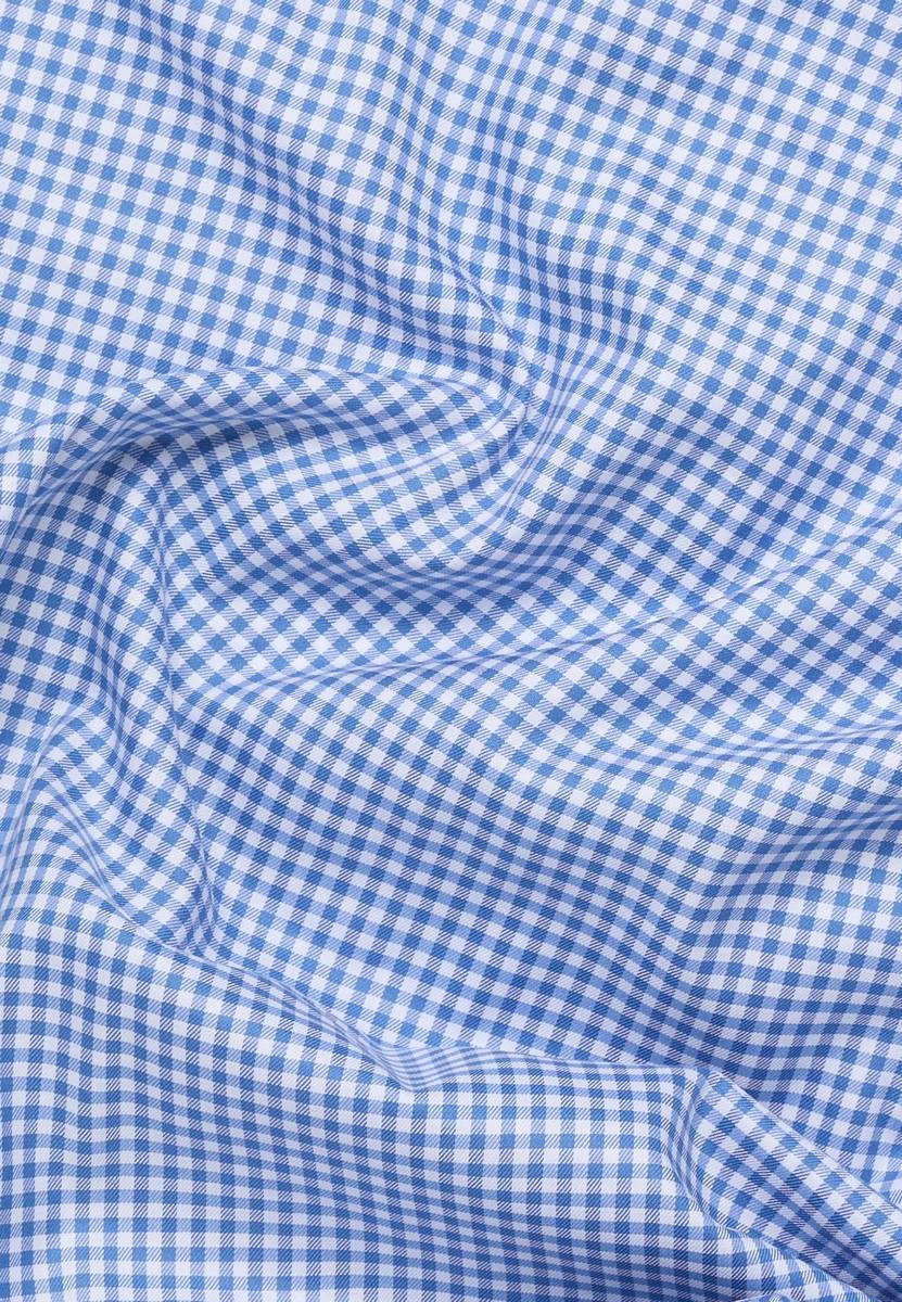 Eterna Camicia a quadretti azzurro eterna slim fit in cotone twill no stiro Italy