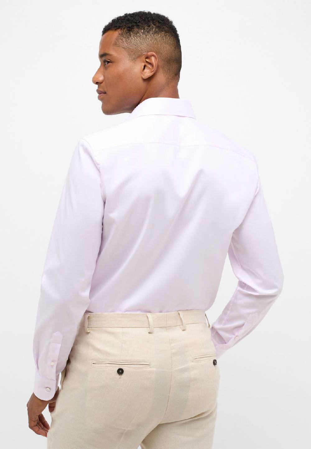 Eterna Camicia rosa eterna slim fit in cotone twill no stiro Italia