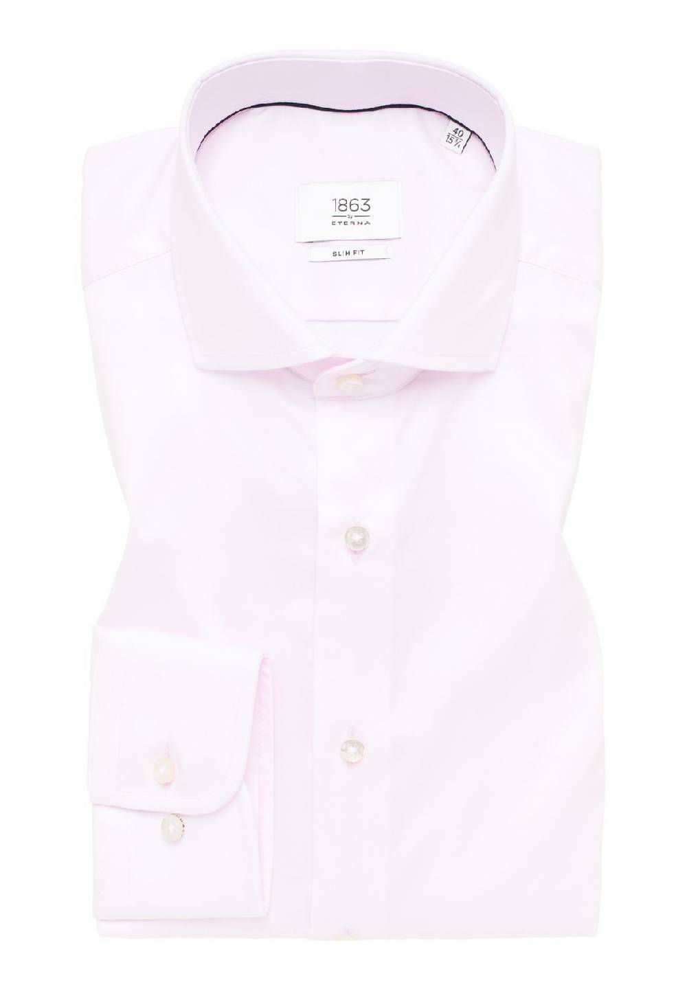 Eterna Camicia rosa eterna slim fit in cotone twill no stiro Italia