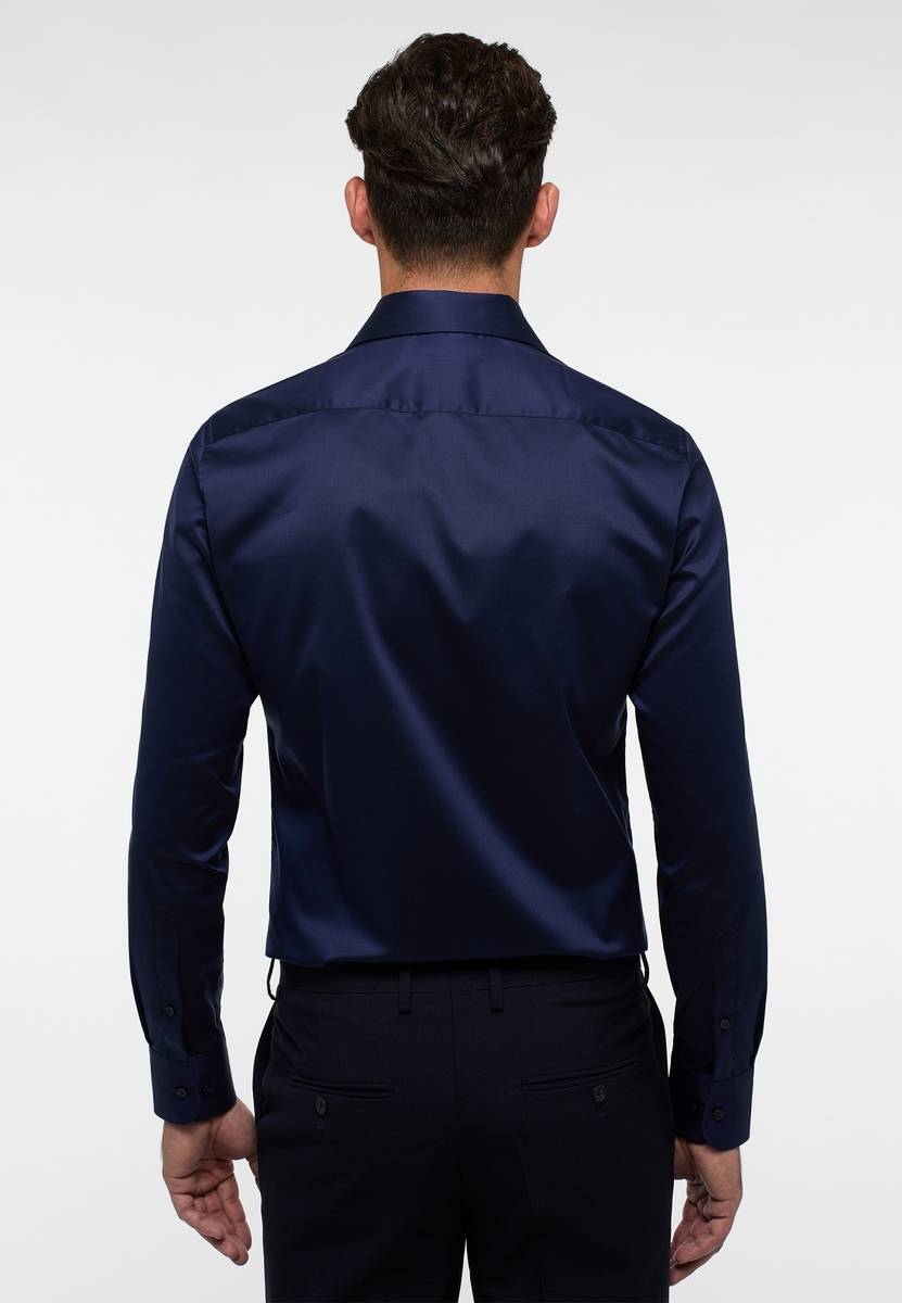 Eterna Camicia blu eterna slim fit in cotone twill no stiro Qualità