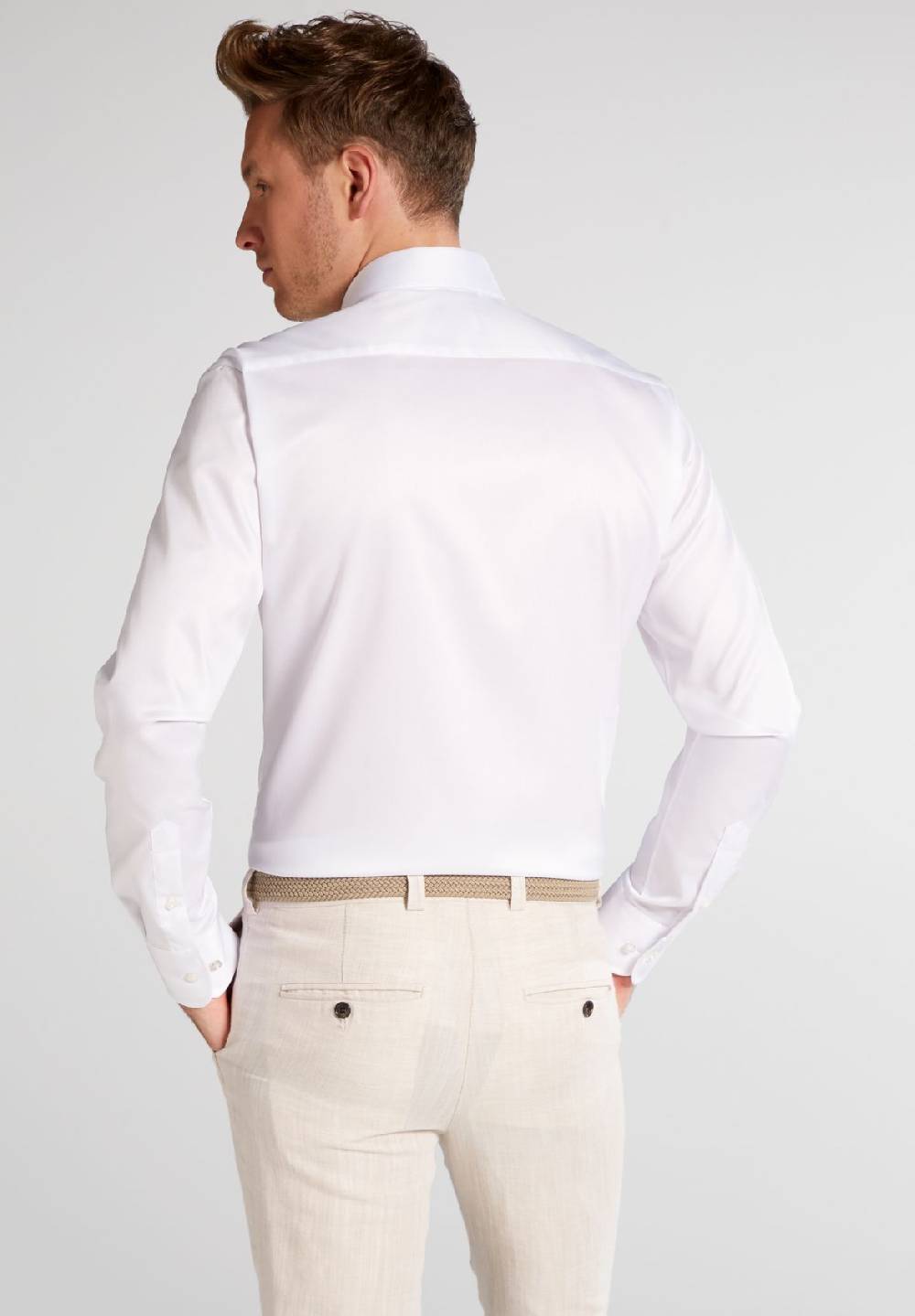 Eterna Camicia bianca eterna slim fit in cotone twill no stiro Vendita