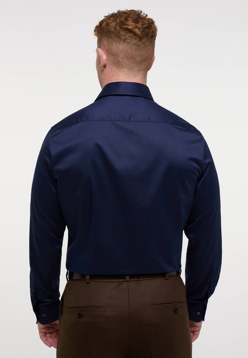 Eterna Camicia blu scuro eterna modern fit in cotone twill no stiro Pezzi Unici