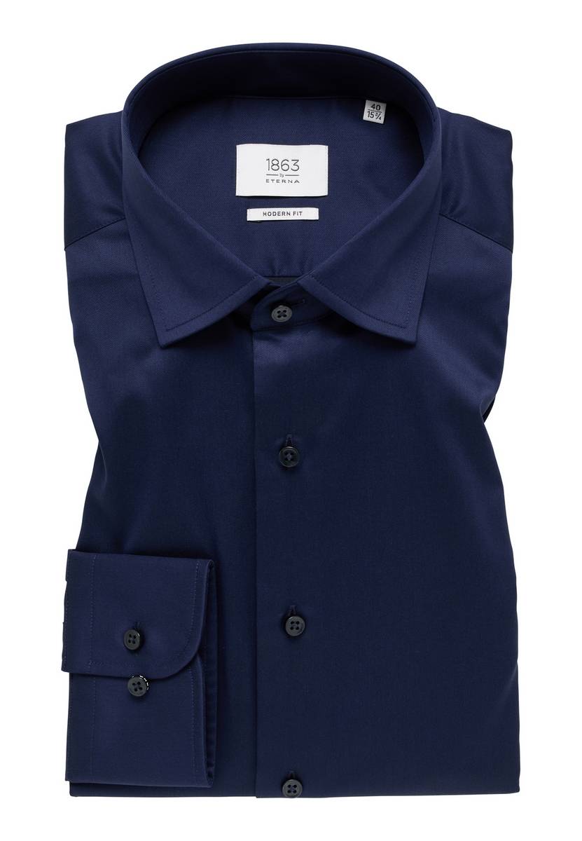 Eterna Camicia blu scuro eterna modern fit in cotone twill no stiro Pezzi Unici
