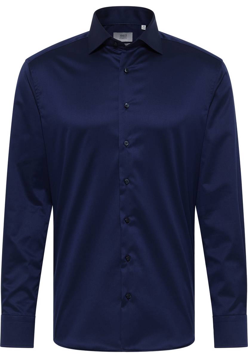 Eterna Camicia blu scuro eterna modern fit in cotone twill no stiro Pezzi Unici