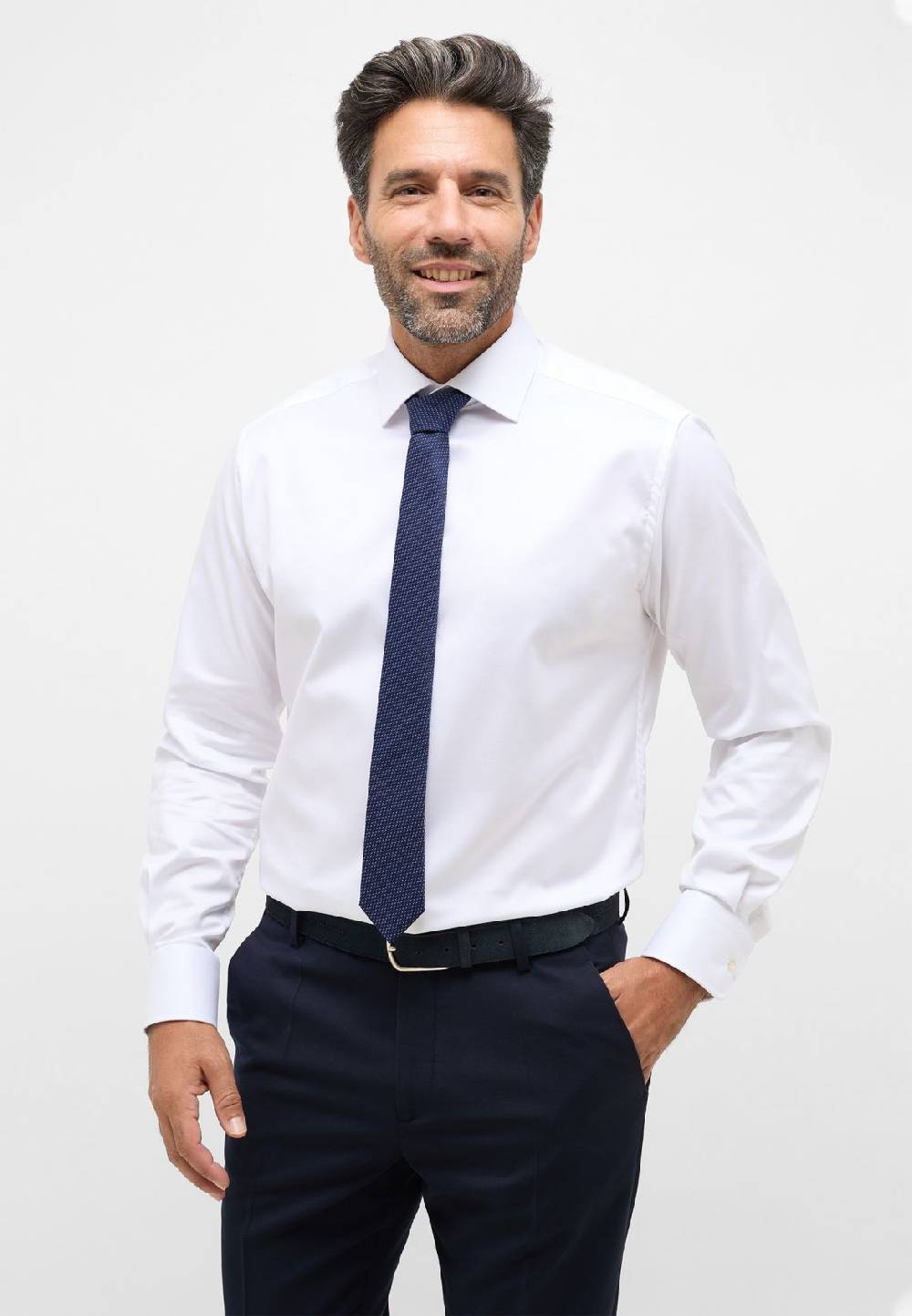 Eterna Camicia bianca eterna modern fit in cotone twill no stiro Negozi Online