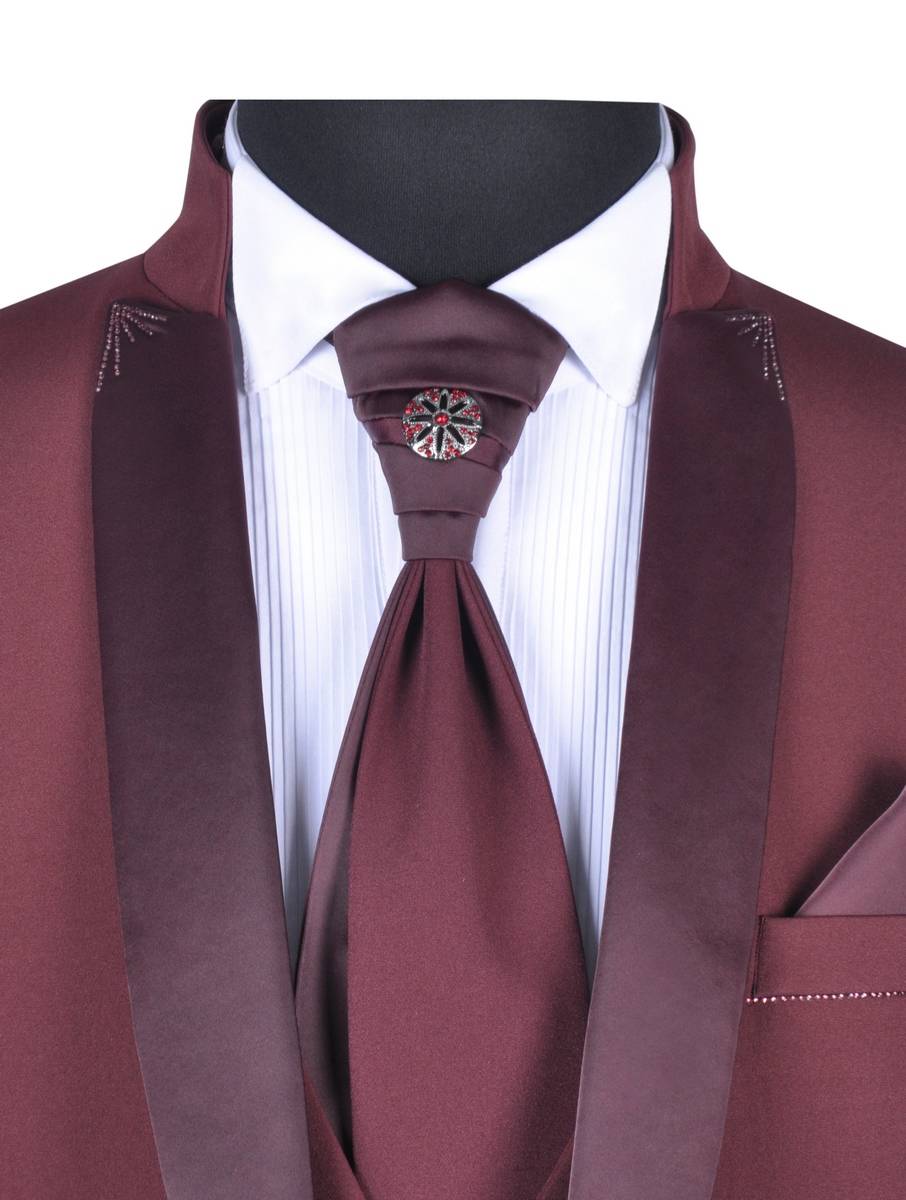 Baggi Abito da sposo baggi cerimonia borgogna slim fit Sconto