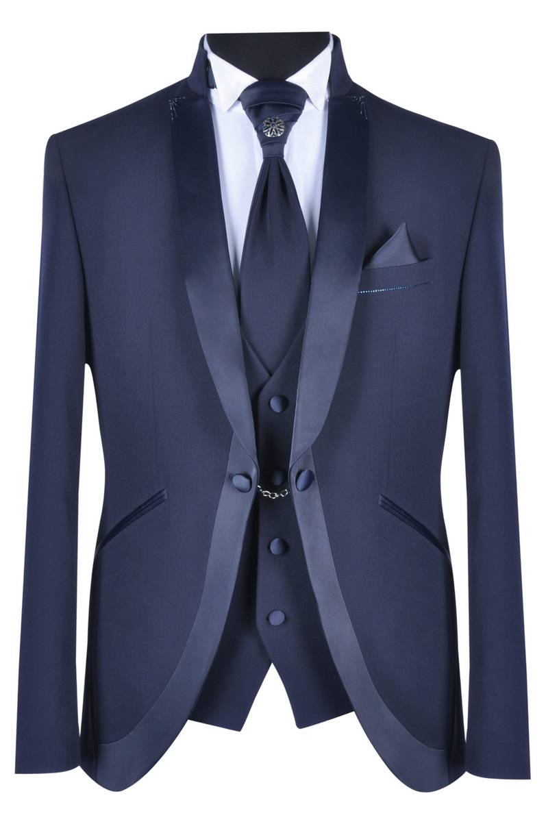 Baggi Abito da sposo baggi cerimonia blu slim fit Offerta