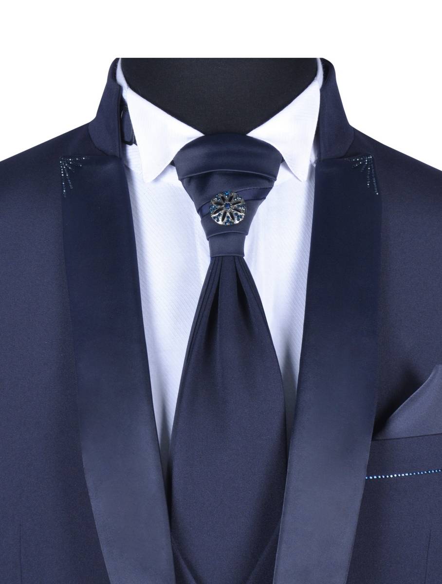 Baggi Abito da sposo baggi cerimonia blu slim fit Offerta