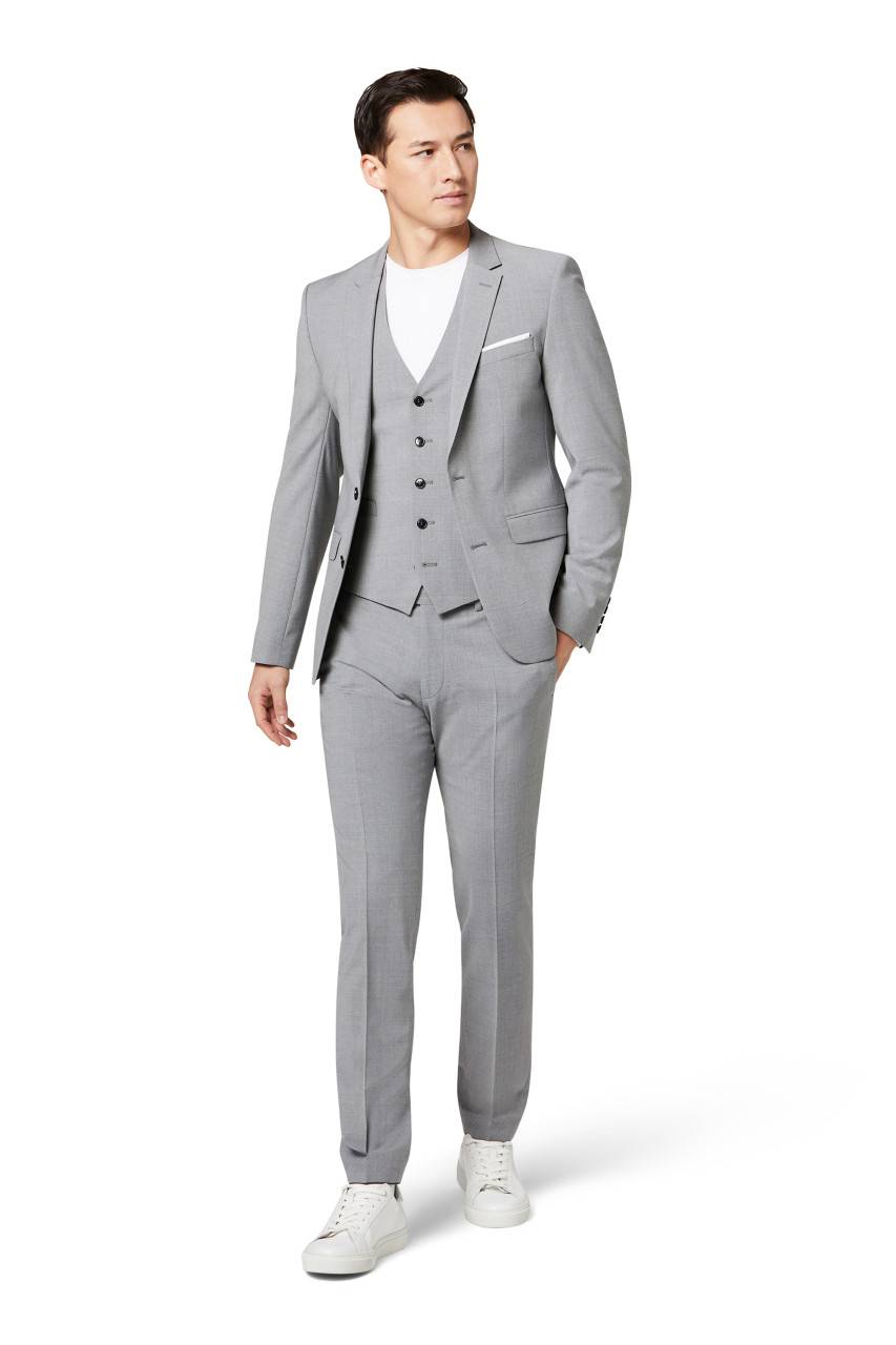 Digel Abito slim fit digel grigio chiaro misto lana bi-stretch Vendita Calda