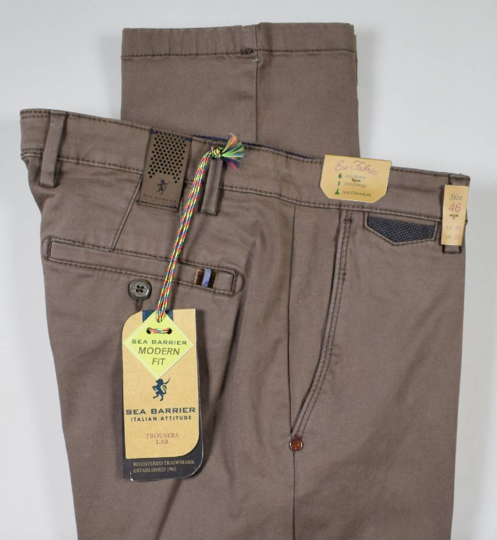 Sea Barrier Pantalone sea barrier marrone in cotone raso stretch modern fit Offerta Anniversario