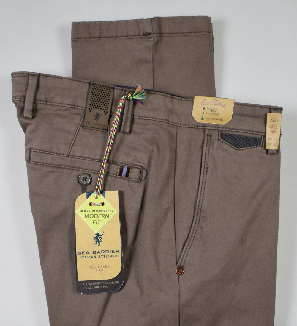 Sea Barrier Pantalone sea barrier marrone in cotone raso stretch modern fit Offerta Anniversario