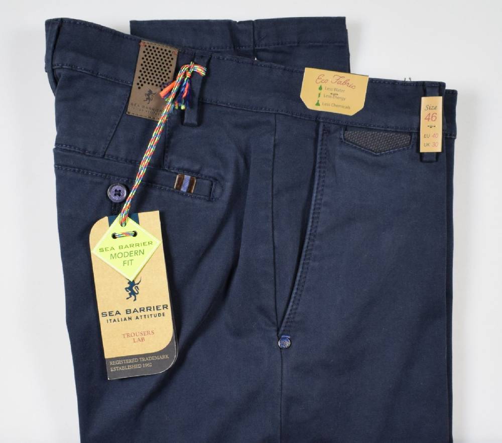 Sea Barrier Pantalone sea barrier blu in cotone raso stretch modern fit Vendita calda