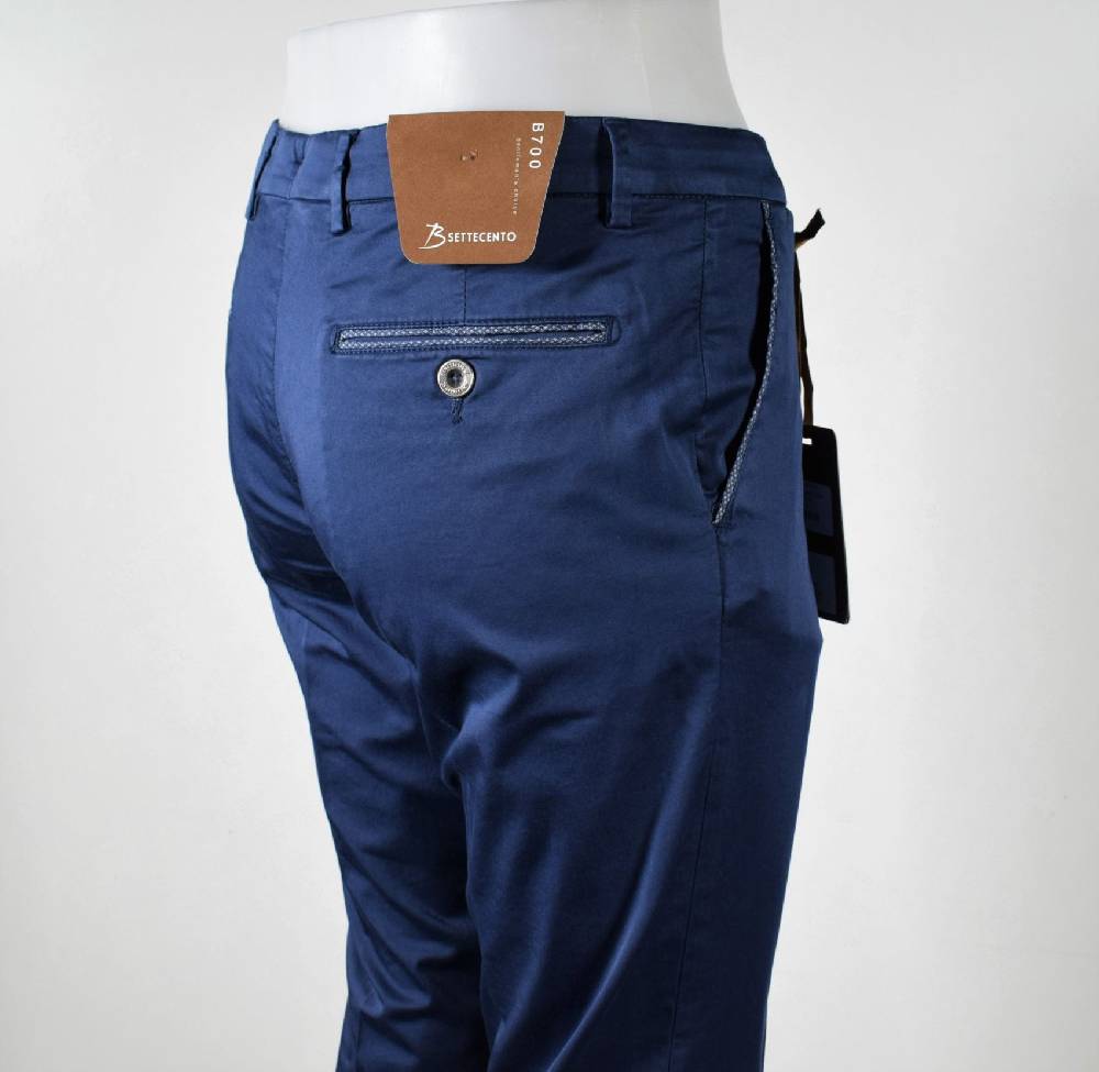 B Settecento Pantalone bsettecento blu scuro slim fit cotone stretch Lightning offer