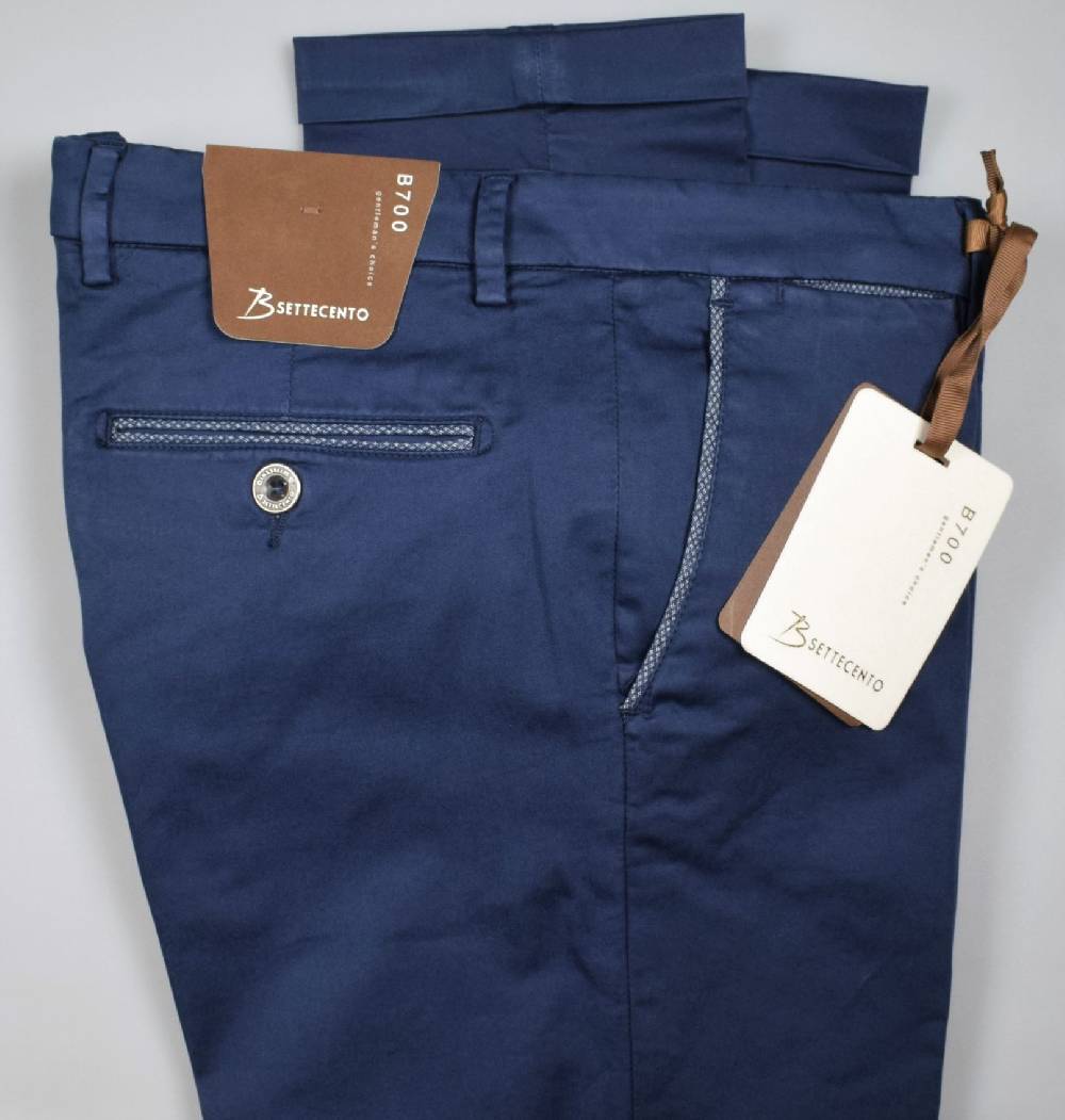B Settecento Pantalone bsettecento blu scuro slim fit cotone stretch Lightning offer