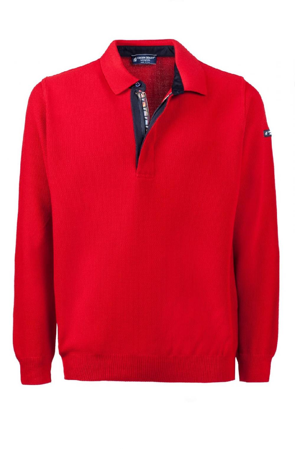 Green Coast Polo con zip green coast rossa modern fit made in italy