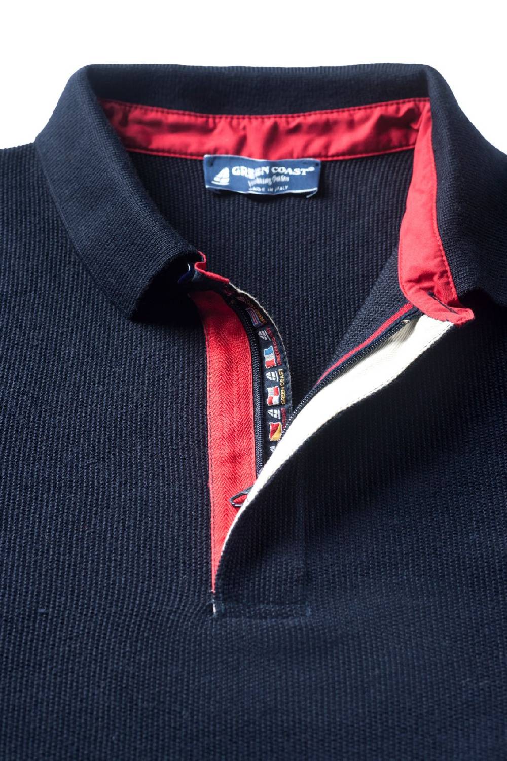 Green Coast Polo con zip green coast blu modern fit made in italy ACQUISTA ORA