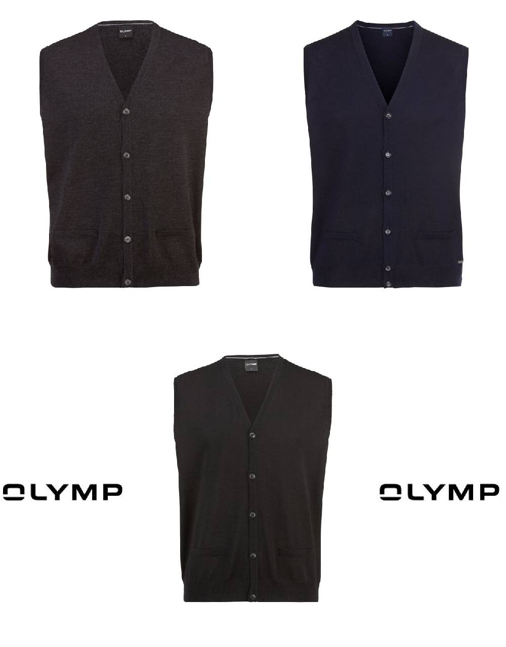Olymp Gilet abbottonato con tasche olymp il lana merino pettinata Fino al 65% di sconto