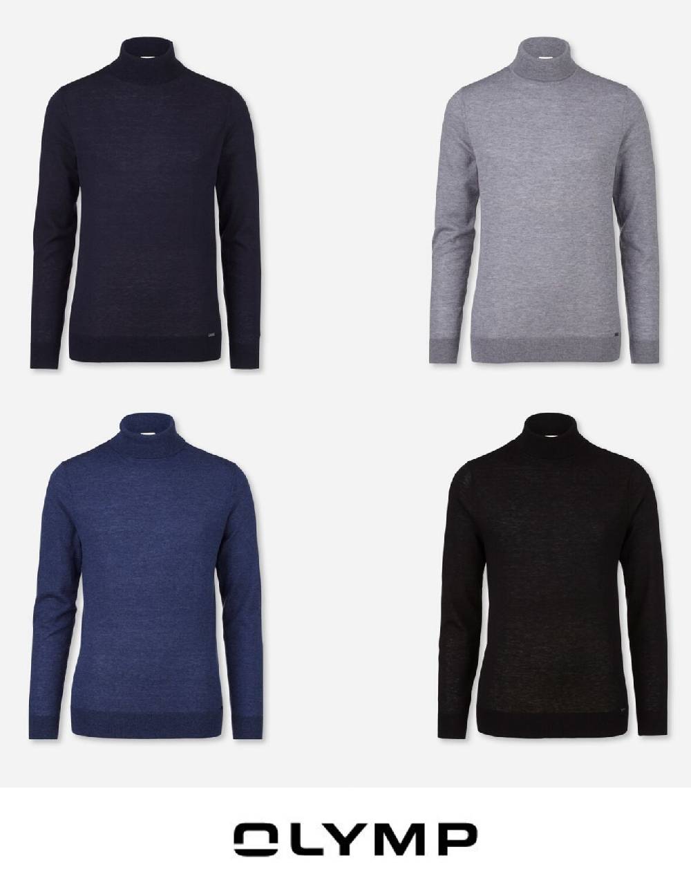 Olymp Maglione dolcevita body fit olymp in lana e seta pettinata