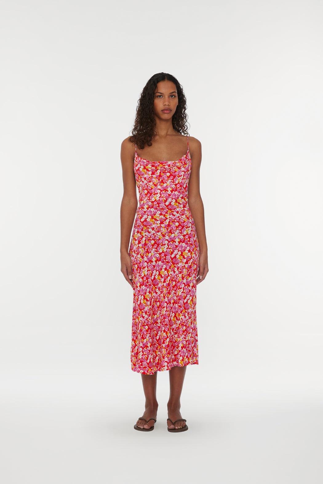 Reina Olga Jacquard Midi Strap Dress Sconto