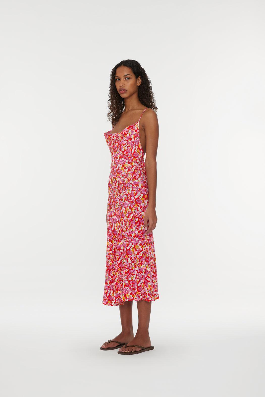 Reina Olga Jacquard Midi Strap Dress Sconto