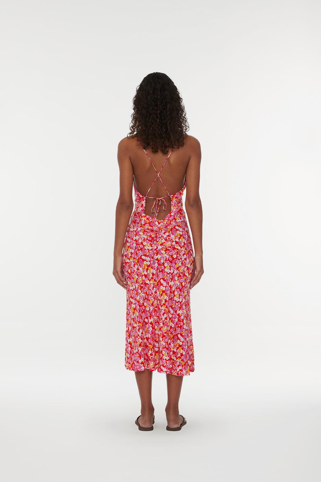 Reina Olga Jacquard Midi Strap Dress Sconto