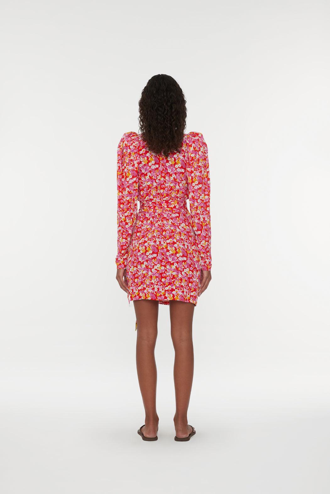 Reina Olga Jacquard Mini Wrap Dress In Vendita
