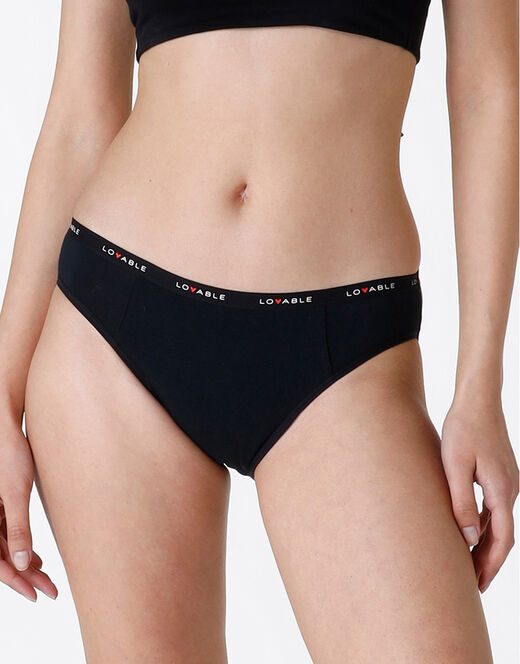 ﻿Lovable NUOVO Slip da ciclo lavabile in cotone biologico certificato, colore nero, per flusso abbondante Sottocosto