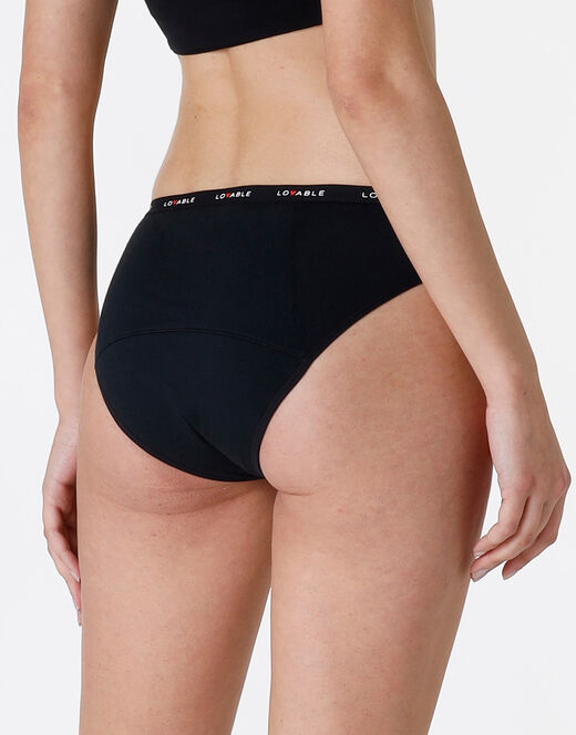﻿Lovable NUOVO Slip da ciclo lavabile in cotone biologico certificato, colore nero, per flusso abbondante Sottocosto