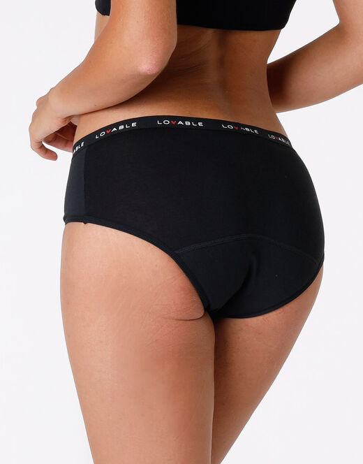 Lovable Culotte da ciclo lavabile flusso abbondante in cotone biologico certificato, nero Presa
