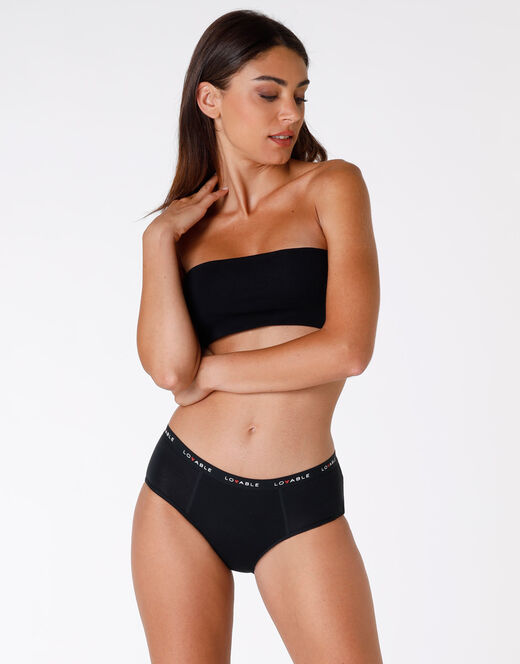 Lovable Culotte da ciclo lavabile flusso abbondante in cotone biologico certificato, nero Presa