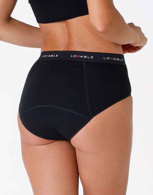 Lovable Slip alto da ciclo lavabile flusso medio in cotone biologico certificato, nero Offerta